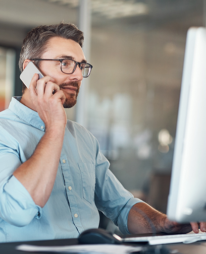 Accounting associate on phone